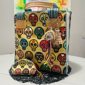 Consuela Classic Tote Sugar Skulls Dia de Los Muertos Grande Tote + Coin Pouch